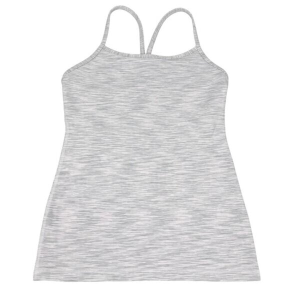 LULULEMON Power Y Tank Size 4 Wee Are From Space Gray Pink w/ Built In Bra - Picture 2 of 5